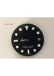 29mm GMT watch black dial for 8215,8200 and 3804 movement with luminous blue hands