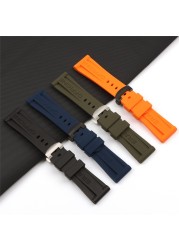 Panerai - Silicone Rubber Watch Replacement Strap, 26mm, Black, Blue, Orange & Green, Folding Buckle, Water Resistant Accessory