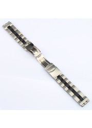 New 20*22mm Solid Stainless Steel Watchband for Swatch Metal Silver Watch Band Strap Men's Wristband Folding Clasp Stock Logo