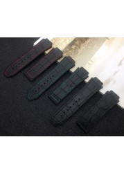 Black Brown Blue 25*19mm Italy Leather Rubber Silicone Watchband for Hublot Strap for Big Bang Strap Watch Band Fusion F1 Logo on