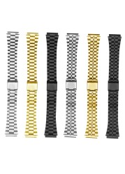 Casio Metal Wristband A158 / a159 / A168 /a169/b650 /aq230/ 700 Small Gold Watch Accessories Mouth18mm Convex Black Bracelet