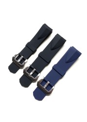 22mm 24mm Black Blue Silicone Rubber Watches For Corum Cup Admiral Wacth Strap Wristband Bracelet Without Buckle