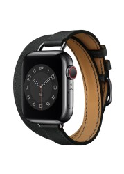 Attelage Double Round For Apple Watch Band 40mm 44mm 42mm 38mm Genuine Leather Watchband Bracelet iWatch Series 3 4 5 6 SE Strap