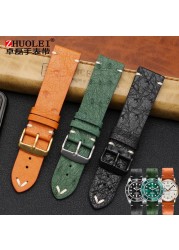 High Quality Ultra-thin Soft Handmade Ostrich Leather Green General Watch Rod Bar 18 20mm 22mm Orange Brown Black Watch Straps Men