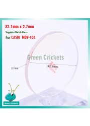 High quality sapphire watch glass replacement part 32.7mm x 2.7mm sapphire watch glass for Casio MDV-106