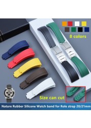 20mm 21mm Adjustable Watchband for Rolex Strap Role Daytona Submarines GMT Yacht-Master OYSTERFLEX Glidelock Rubber Watch Band