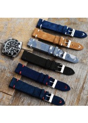 Genuine suede leather antique watch band 18mm 20mm 22mm 24mm high quality royal blue watch strap for men women watches