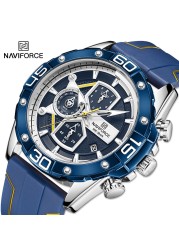 NAVIFORCE Sports Watches Men Luxury Brand Military Silicone Wrist Watch Man Fashion Watch Quartz Chronograph Wristwatch