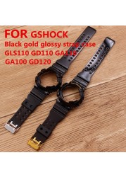 Casio G SHOCK GLS GD GA110 GA 100 GD 120 Watch Accessories, Resin Strap, Black Gold Case