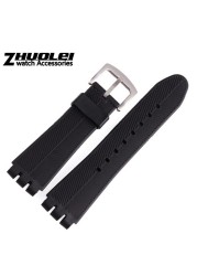 Rubber band for swatch 23mm men's watch, high quality, black, soft, waterproof, silicone, watch straps, black