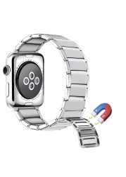 Magnetic strap for apple watch band 44mm 40mm 42mm 38mm 45mm 41mm stainless steel metal link bracelet iwatch serie 6 5 4 3 se 7