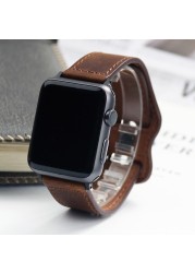 Genuine Leather Korea Strap for Apple Watch 7 Band 45/41mm 44/40mm 42/38mm Bracelet Apple Watch Strap for iWatch 6 5 4 3 2 1 SE