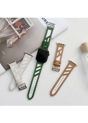 Leather strap for Apple Watch band 44mm 40mm 42mm 38mm wrist watchband bracelet for Korea iWatch serie 3 4 5 6 se 7 41mm/45mm