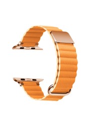 Magnetic Leather Loop Strap for Apple Watch Band 44mm 40mm 45mm 41mm 42mm 38mm Bracelet for iWatch Series 7 6 SE 5 4 3 Strap