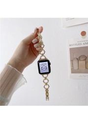 Woman Slim Stainless Steel Strap For Apple Watch Band 5 4 Se 7 45mm 41mm 44mm 40mm 38mm iWatch Serie 6 44mm Korea Bracelet Strap