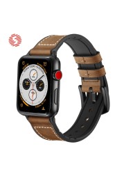 ShengOne Leather And Soft Silicone Fashion Band For Apple Watch 7 6 SE 5 4 45 44 42mm Replacement Watchband Bracelet 41 40 38