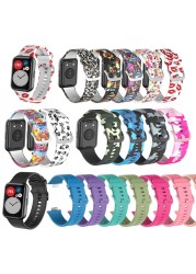 Print Silicone Strap For Huawei Watch Fit Smart Watches Soft Sports Waterproof Wristband Watchband Bracelet Accessories