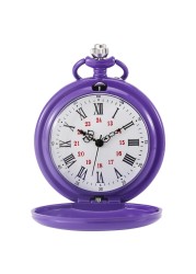 2022 new luxury purple smooth on both sides temperament solid thin quartz pocket watch unique series birthday gift for girlfriend