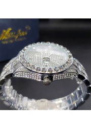 Luxury Men's Watch Bling Bling Big Diamond Quartz Watches Male Hip Hop Rock Stylish Waterproof Calendar Wristwatches Droshipping