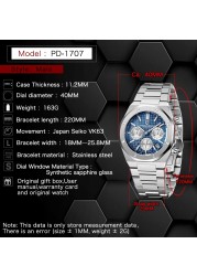 2021 New PAGANI Design Men's Quartz Watches Top Brand Stainless Steel Sapphire Automatic Chronograph 20Bar Relogio Masculino