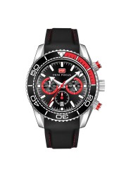 Fashion Men's Watches Multifunction Water Resistant Sport Wristwatches Luxury Quartz Luxury Brand Black Silicone Strap