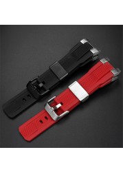 Men's Rubber Strap for C-asio G-SHOCK Watch MTG-B2000 Series Black Red Silicone Watch Strap with Special Connector