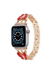 Strap for Apple Watch Band SE Series 7 6 5 4 45mm 41mm 44mm 40mm Bling Butterfly Stainless Steel Bracelet for iWatch 3 42mm 38mm
