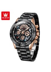 OLEVS Top Brand Male Watches Stainless Steel Quartz Watch For Men Waterproof Sport Chronograph 24 Hours Watch Relogio Masculino