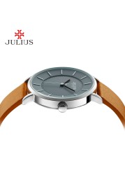 Classic Julius Men's Watch Japan Quartz Watch Fashion Clock PU Leather Bracelet Boy Student Birthday Gift No Box