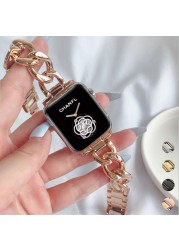 Women Luxury Bracelet for Apple Watch Band 44 42mm for iwatch SE 7 6 5 4 3 38 40mm Stainless Steel Correas 41mm 45mm Wrist Strap