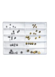 Assortment of 100pcs stainless steel waterproof crown gold and silver mixed