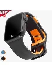 Strap for Apple Watch7 41mm 45mm 38mm/40mm/42mm/44mm Silicone Waterproof Watch Band for iWatch Series 6/SE/5/4/3/2 Wristband