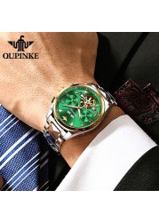 OUPINKE Watch for Men Luxury Brand Tourbillon Watches Sapphire Glass Tungsten Steel Waterproof Men Mechanical Wristwatches