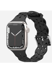 الدانتيل سيليكون حزام ل أبل ووتش Bnad 7 45 مللي متر 41 مللي متر تنفس سوار معصم من السيليكون ل iWatch 6 5 4 3 SE 44 مللي متر 42 مللي متر 40 مللي متر