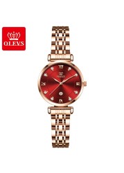 OLEVS Female Watches Fashion Casual Ladies Wristwatch Waterproof Rose Gold Stainless Steel Wristwatch For Women Simple Thin