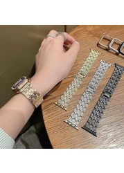 For Apple Watch Band Ladies 38mm/42mm/40mm/44mm For iWatch Series 7 6 Se 5 4 3 41mm 45mm Woman Luxury Stainless Steel Bracelets