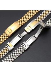 Luxury Solid Stainless Steel Watch Band For Rolex Daytona Ghost Water Submarines Oyster Type Continuous Movement Chain 20 21mm Strap