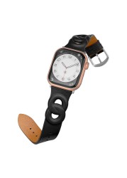 Leather Strap for Apple Watch 7 45mm 41mm 6 5 4 SE 44mm 40mm Double Circle Fashion Smart Watch Wristband for iwatch 3 42mm 38mm