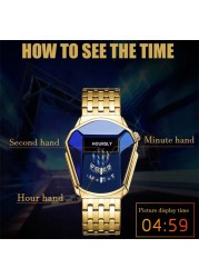 Gold Luxury Brand Trend Cool Men's Wrist Watch Stainless Steel Technology Fashion Quartz Watch Men 2022 Relogio Masculino