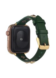 Rivets band for apple watch series 7/6/5/4/3 SE sport loop strap correa iwatch 7 38mm 40mm bracelet 41/45mm 44/42mm leather strap