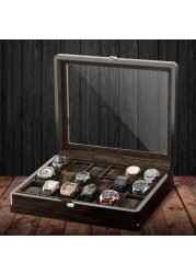 Black Watch Organizer Box Men Case Wood Casket Wooden Display Box Luxury Watches Rectangle Cabinet 6 Seat Man Storage Box