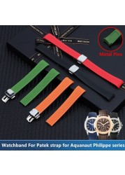 21mm Colorful Silicone Rubber Watchband for Batik Strap for Aquanaut Philips Series 5164a 5167a Watch Band Butterfly Buckle