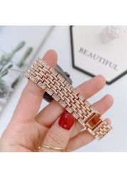 Stainless Steel Strap For Apple Watch Band With Diamonds Men And Women Watchband 44mm 40mm 42mm 38mm For Iwatch SE 6 5 4 3 2