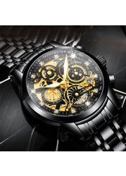 Men's Watches Top Brand Luxury Fashion Tourbillon Rotating Hollow Window Quartz Watch Business Men Waterproof Wristwatch for Men