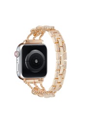 Metal strap For Apple watch 7 45mm 41mm 6 5 4 SE 44mm 40mm Ladies Luxury Smart Watch Wristband For iwatch 3 2 42mm 38mm band