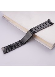 Rolamy 22mm 316L Steel Solid Curved End Oyster Watch Band Bracelet For Seiko SKX007/009