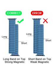 رابط جلدية حلقة المغناطيسي حزام ل أبل ووتش سلسلة الفرقة 44 مللي متر 40 مللي متر 42 مللي متر 41 مللي متر 45 مللي متر Applewatch IWatch 7 6 SE 5 4 3 2 سوار
