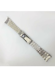 Rolamy 22mm 316L Steel Solid Curved End Screw Links With Oyster Clasp Jubilee Bracelet Watch Band Strap For Seiko 5 SRPD53K1