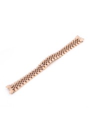 ROLAMIE 20mm 316L Stainless Steel Jubilee Two Tone Rose Gold Wrist Watch Bracelet Strap Solid Screw Links Curved End for Rolex