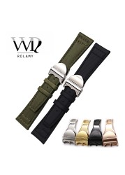 Carlewit 20 21 22mm High Quality Green Nylon Fabric Leather Band Wrist Watch Band Strap Strap with Deploying Clasp for Tudor